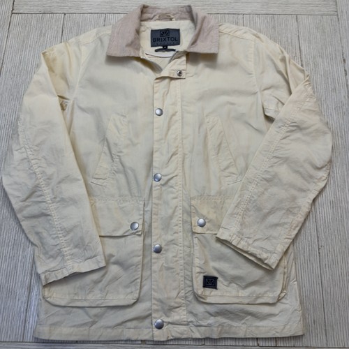 Brixtol Textiles Jacket Mens Medium Beige Corduroy Collar Workwear Rain Coat