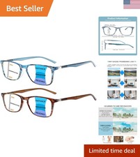2 Pack Progressive Multifocus Reading Glasses Men and Women Computer Blue Lig...