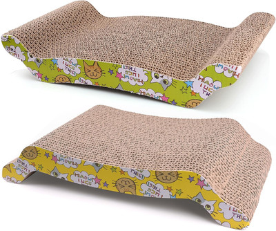 Primepets Cat Scratcher Lounge 2-Pack, Reversible S-Shaped Corrugated Cardboard