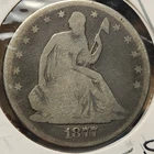 1877 S Seated Liberty Half Dollar, 90% Silver, Good, Lower Mintage, Barb-77s