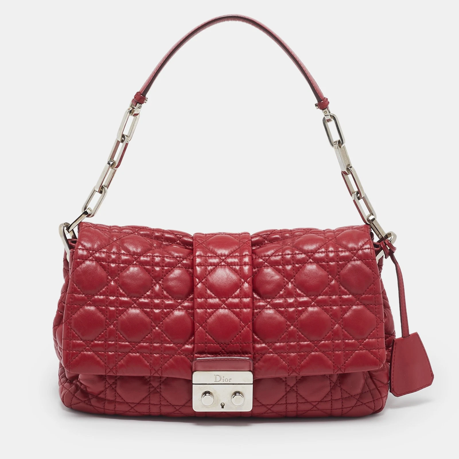 Sac bandoulière Dior cuir cannage rouge neuf à rabat verrouillé