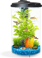 3-Gallon 360 Aquarium with LED Lighting and Power Filter, 10.25 x 10.25 x 14.5in