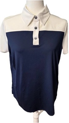 BELYN KEY Color Block Short SLEEVE Ink/CHALK WOMEN SIZE Large w H/scissor tail