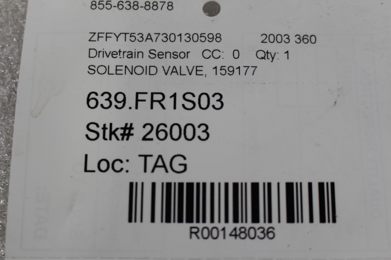 Ferrari 360, F355, 456, 550, Solenoid Valve, Used, P/N 159177