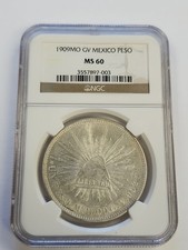 1909 Mo Mexico Peso Silver NGC Ms60