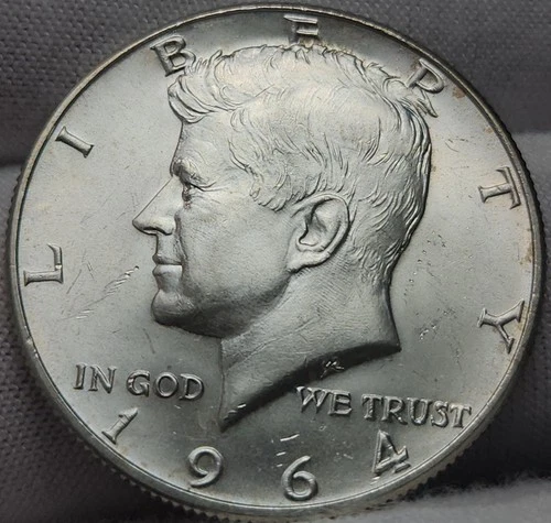 1964 D KENNEDY Half Dollar 90% Silver, Choice AU, JFK-6410d