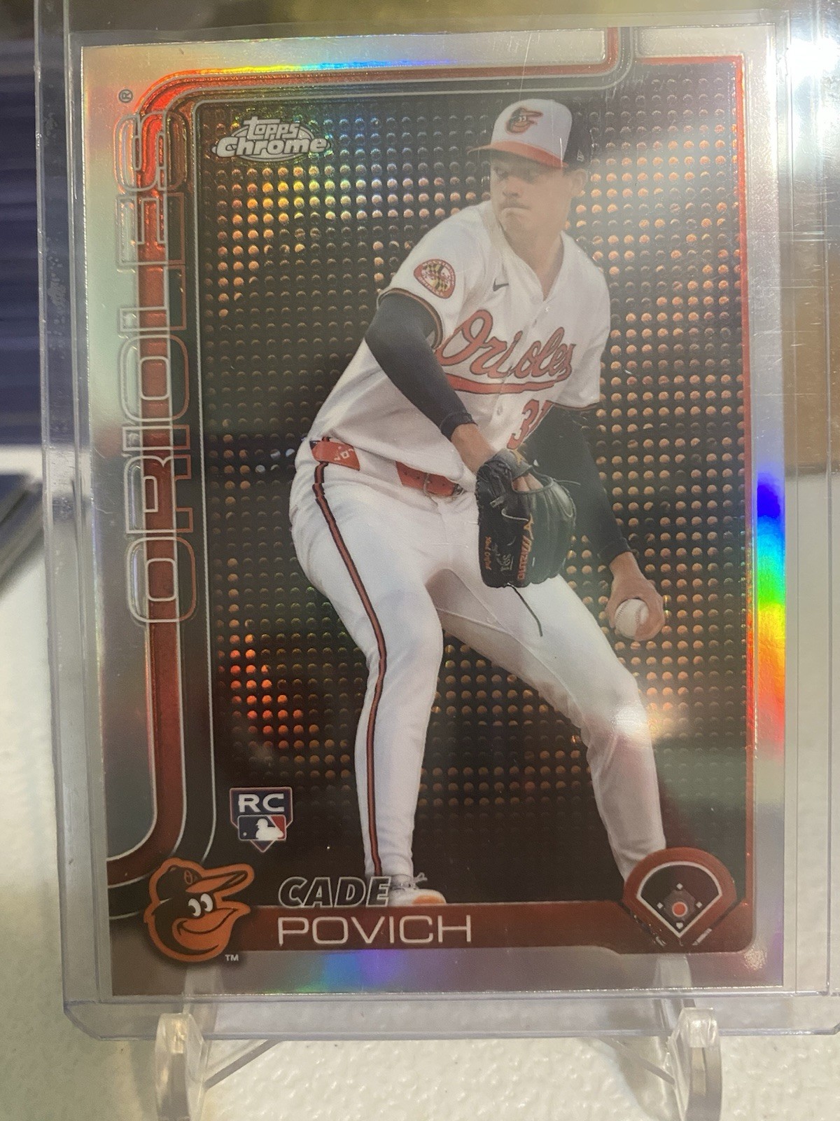 2025 Topps Chrome - Cade Povich #140 Refractor (RC) Light Board Orioles
