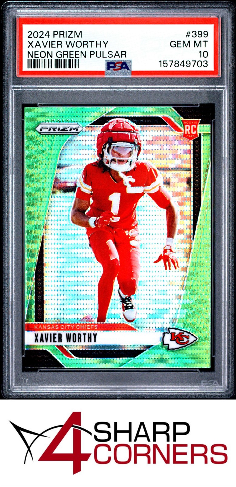 Xavier Worthy Panini Prizm #399 Neon Green Pulsar