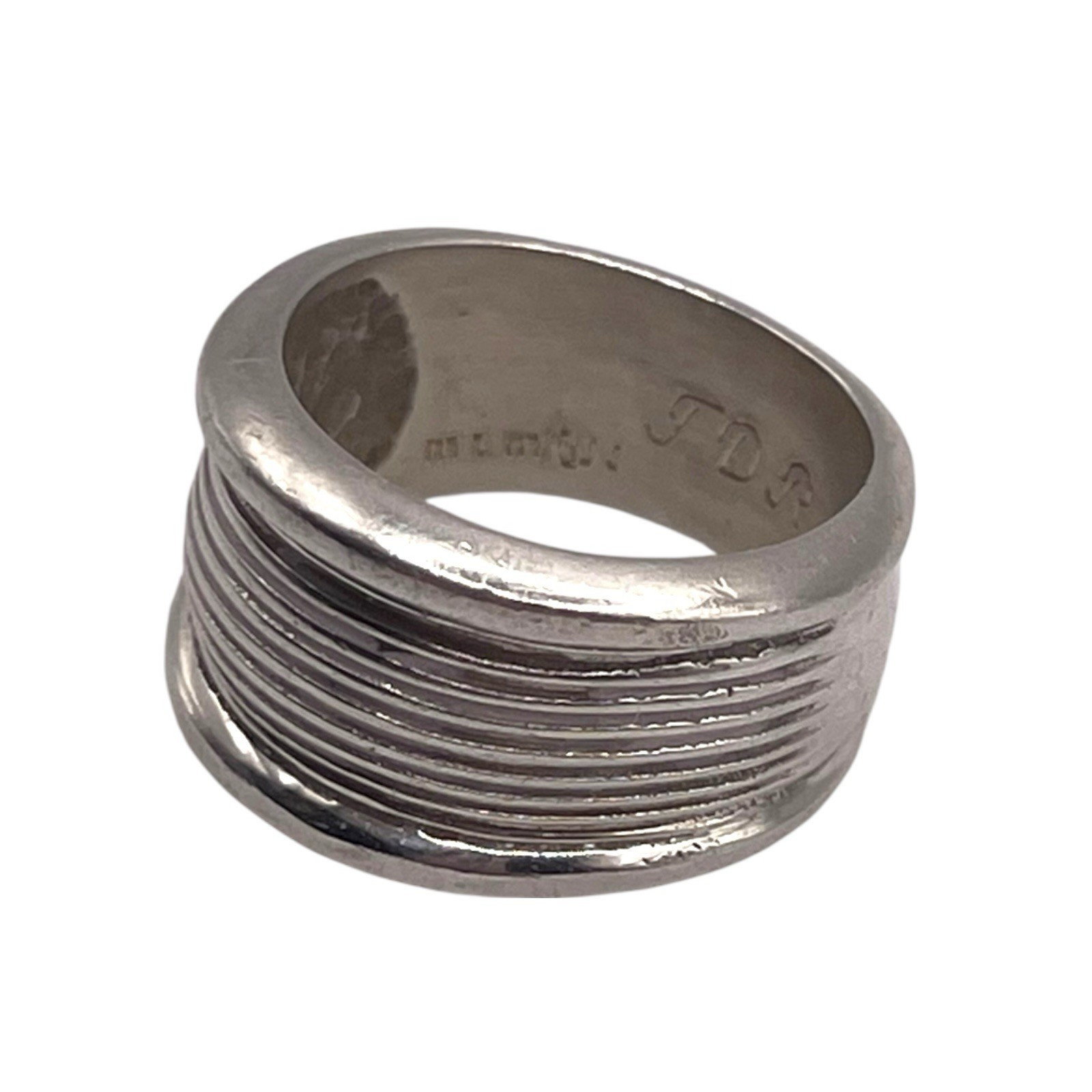 Solid Designer Ribbed 925 Sterling Silver 11mm Wi… - image 7