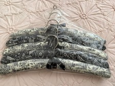 NEW 5 Paris Cotton Padded Clothes Hangers Ivory Black New In Package