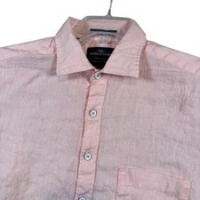 Rodd  Gunn Mens Pink Linen Short Sleeve Button Up Shirt Size Medium