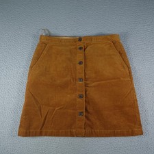 JCrew Corduroy Skirt Womens 6 Brown Button Front A-Line Lined Pockets Mini