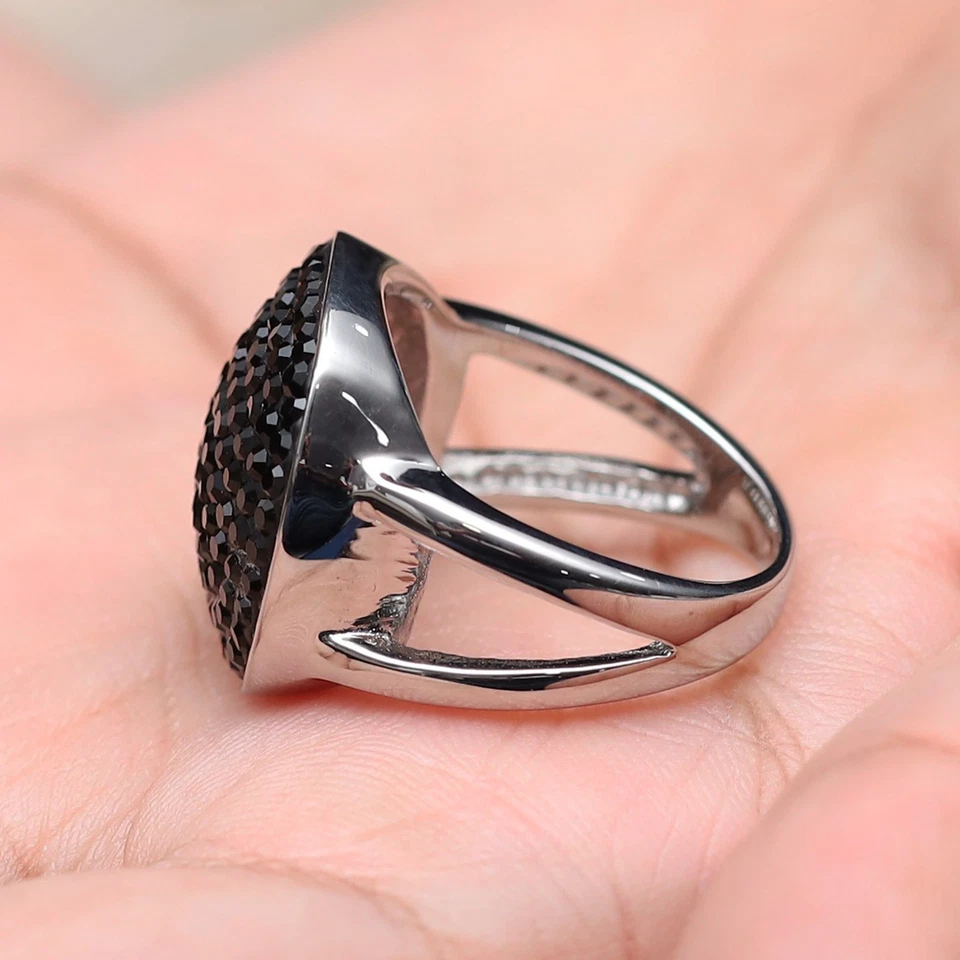Anillo QVC Acero por Diseño Pavé Cristal Negro Forma Cojín Talla 9 Foto 4 de 4