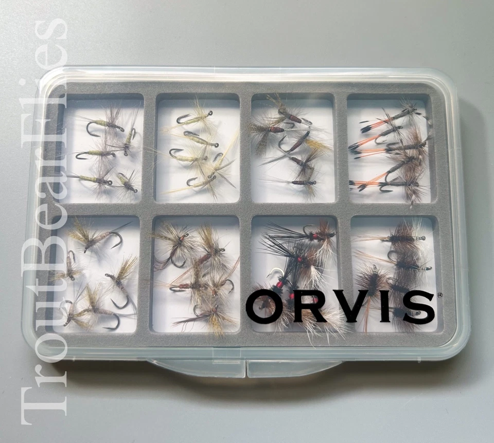 Orvis fly box with 40 catskill dry flies made in the USA - Image 2 of 4