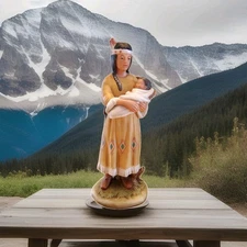 Homeco Native American Woman Holding A Baby Figurine, 1447