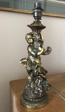 Vintage Rococo Brass Cherub Lamp c1950s Fully Working