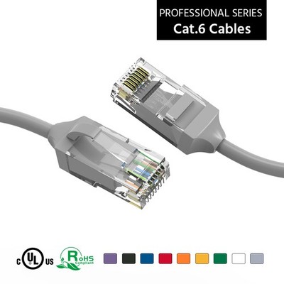 5 Pack of 8Ft CAT6 28AWG Slim Ethernet Network Cable Gray