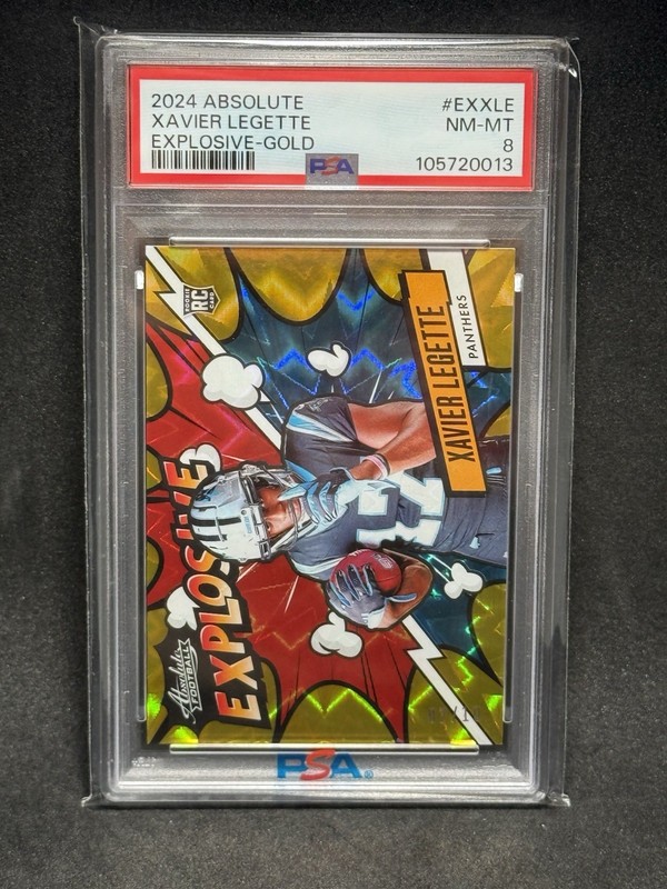 2024 Panini Absolute Explosive Gold /10 Xavier Legette #EX-XLE Rookie PSA 8