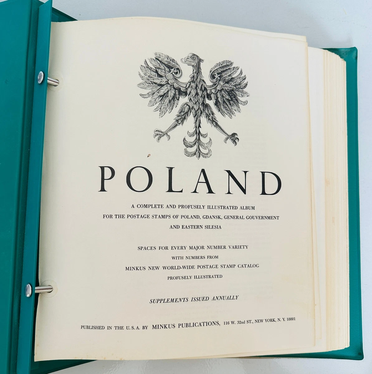 Minkus Poland Postage Stamp Album with Over 1200 New and Used Stamps