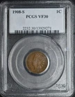 1908-S Indian Head Cent PCGS VF30