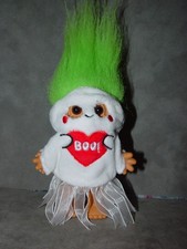Custom OOAK Troll Doll 4 1/2" Russ Halloween Ghost Lime Green Hair