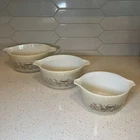 Set of 3 Vintage Pyrex Forest Fancies Mushroom Cinderella Mixing Nesting Bowls