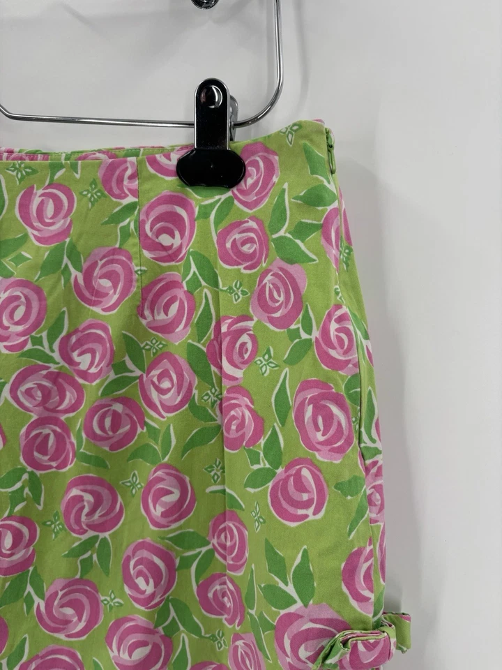 Key West Y2K юбка юбка женщин 12 зеленый розовый цветочный стороны банты мини линия - Изображение 2 из 4