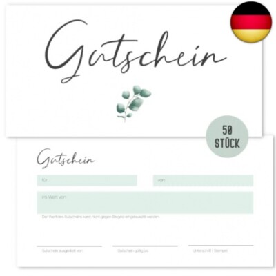 Things of Happiness Blanko Gutscheine zum Ausfüllen (50 Stück) | G