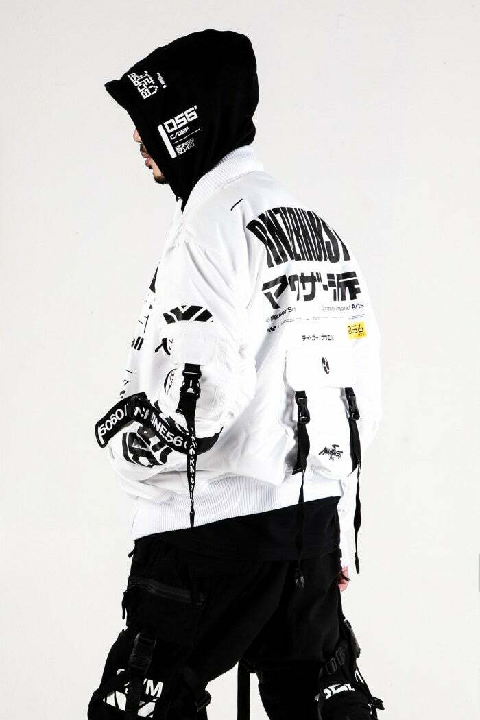 定価5万⭐︎TFW49 MULTI BOMBER JACKET ホワイト　M men's White Jacket Hoodie Bomber School Full Zip Machine56 MS