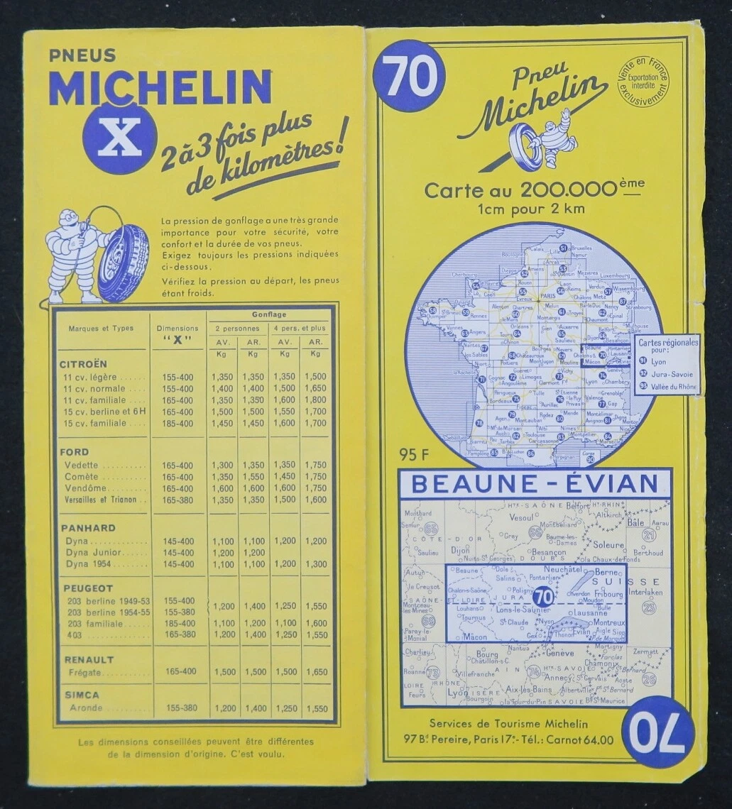Carte Michelin 84 Marseille - Menton - 1952 - Guide Bibendum - Pneu Tyre Map - Occasion