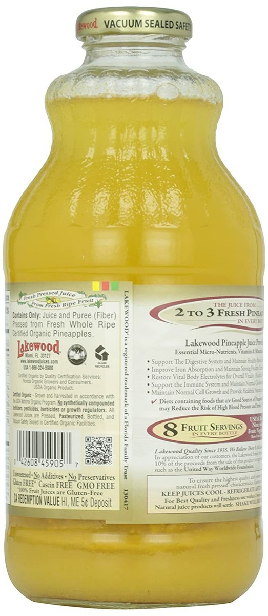 Lakewood Pure Pineapple Juice Organic Quart for sale online