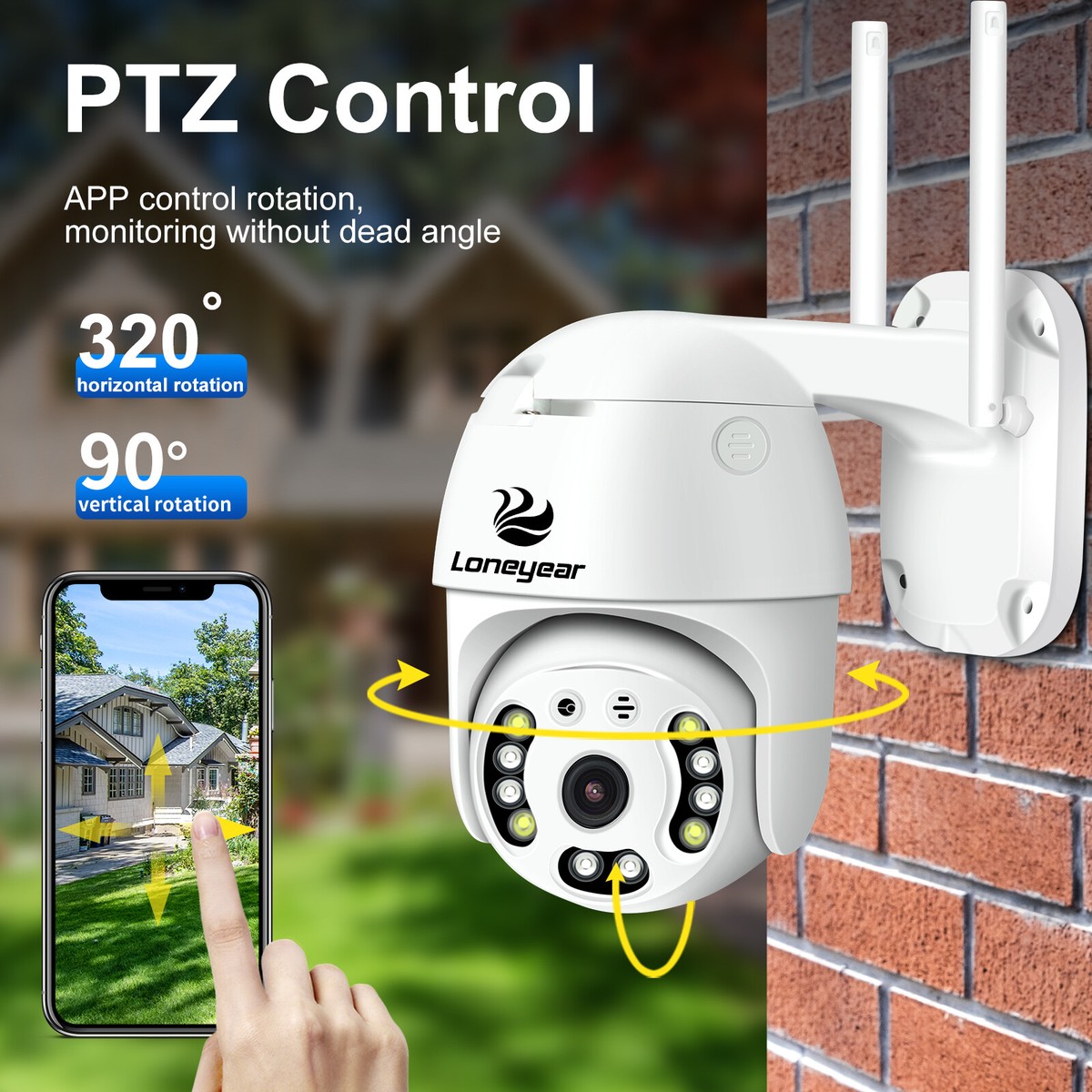Telecamera IP WiFi SRIHOME 3MP PTZ Con Inseguimento Umano - Visione Notturna A Colori, Audio Bidirezionale, IP66 - 2
