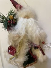 8 Inch Old World Santa Father Christmas Tree Topper Ornament Fur Red Green