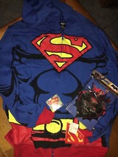 Superman Hoodie Jacket NWT Boys L Removable Cape Magic Towel Costume Lot