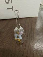 B4- Unbranded Clear Glass Floral Painted Bell 