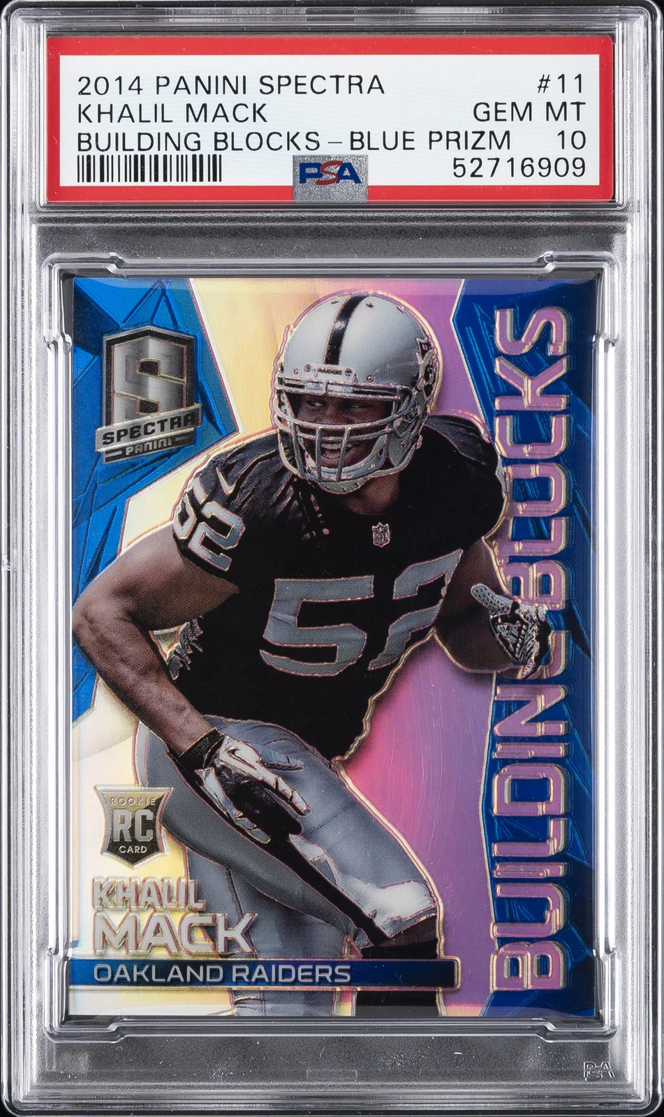 Khalil Mack Panini Spectra Building Blocks #11 Blue Prizm