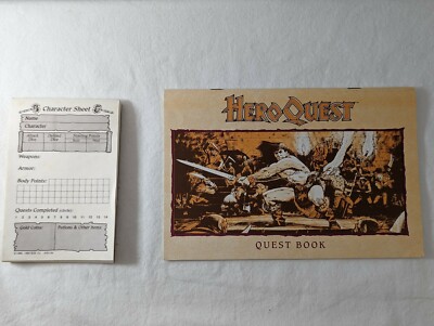 Vintage Heroquest Quest Book And Character Sheets , Great Condition