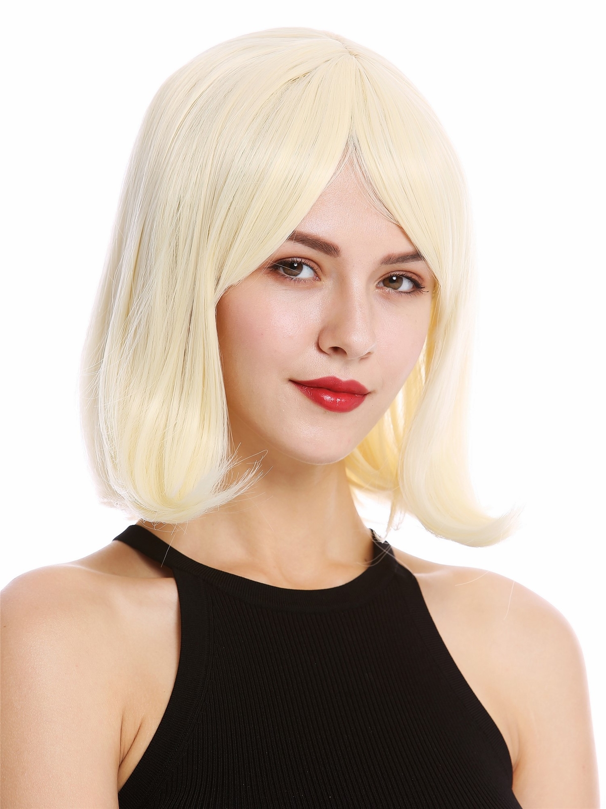 Wig Women Long Bob Short Shoulder-Length Curved Tips Light Blonde