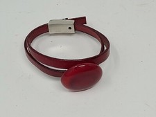 Red Leather Wrap Bracelet W/ Round Circle Bead