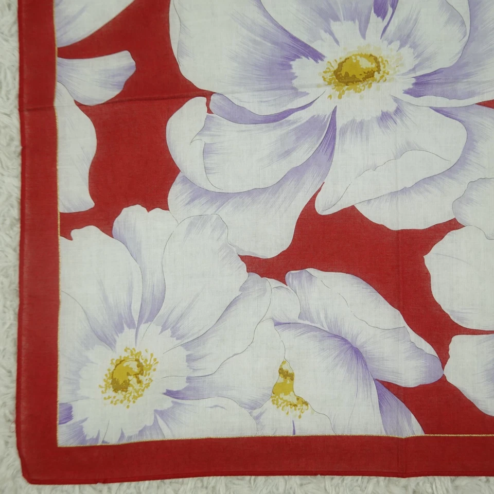 M935 HANAE MORI красный цветок хлопок шарф шарфы карман квадратный 17,5 «X 17,5» - Изображение 4 из 4