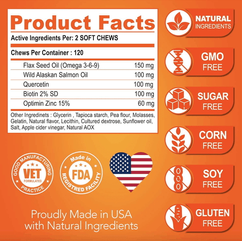 Omega 3 for Dogs Dog Skin and Coat Supplement Fish Oil for Dogs Chews 120 Treats - Picture 6 of 6