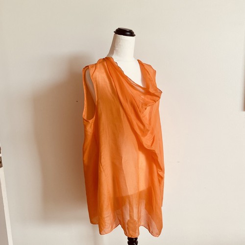 BNWT Nara Camicie Size L Orange Silk Tunic Top - Picture 4 of 9