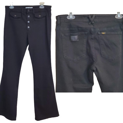 LOIS Flare Jeans WOMENS 32x34 Yoko 2490 Black STRETCH Button Fly SPAIN pockets