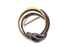 Monet Circle/Wreath Brooch in Yellow Gold Silver and Black Metallic Colors