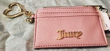 Juicy Couture Blush Zippered Up Card Case with Heart Keychain NWT