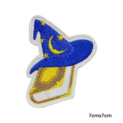 Wizard Hat patch, Kids patch,  Magic book patch, Embroidered Iron on patch