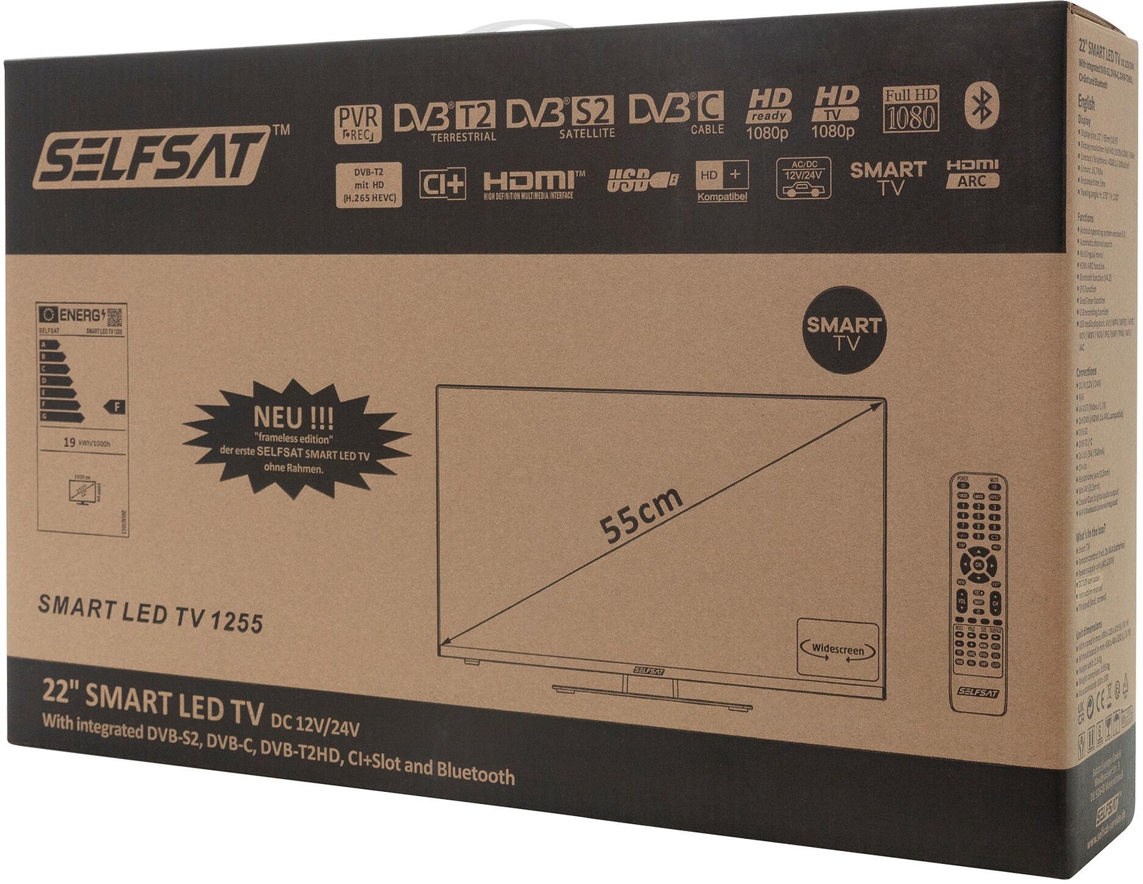 Thumbnail - Selfsat Smart Frameless Led-tv 1255, 22"(55cm), Wlan, Bluetooth,