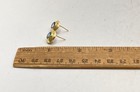 14K Yellow Gold (Tested) Blue Topaz Stud Earrings Round Bezel Set 2.0g — photo 5