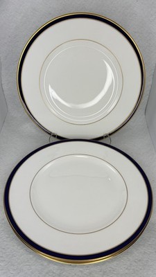 Lenox Federal Cobalt Gold Bone China Dinner Plates 10.8in Discontinued Set of 4
