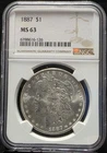 1887 Morgan Silver Dollar NGC MS63 Die Crack Error Reverse US Graded Coin Slab